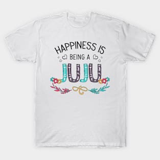 Happiness Is Being A Juju Wildflowers Valentines Mothers Day T-Shirt